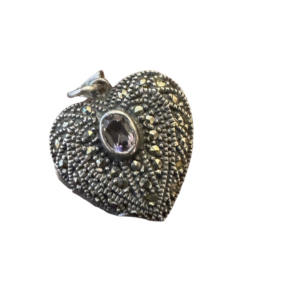 Marcasite Amethyst Heart Locket